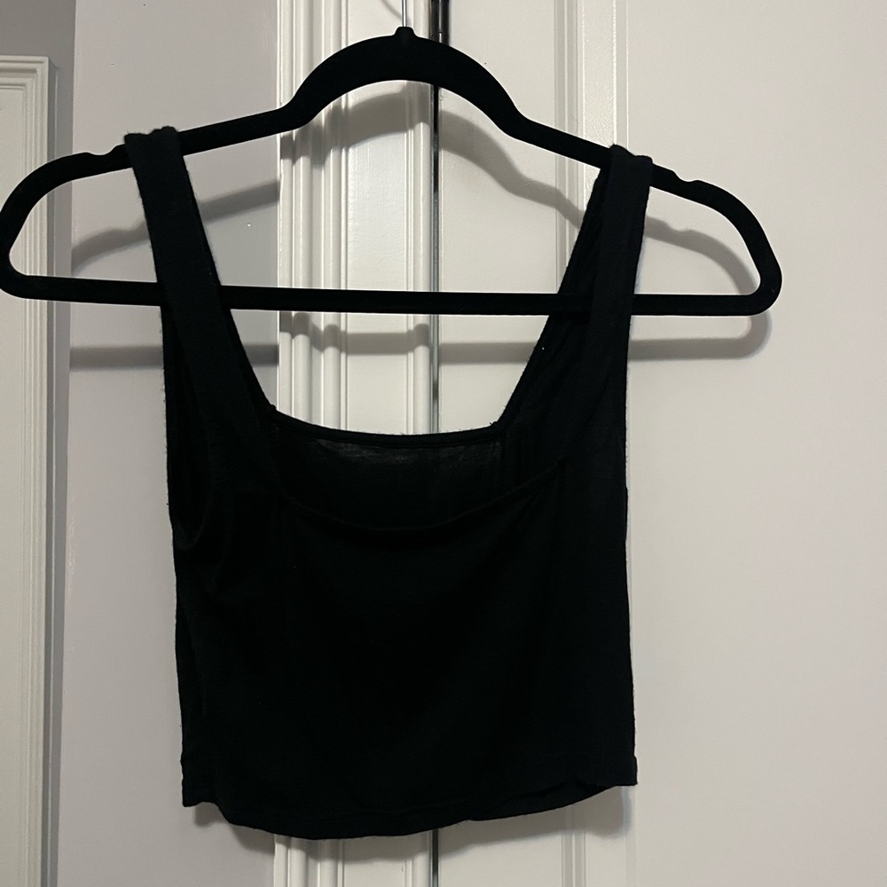 JOAH BROWN Black Square Neck Cropped Tank XS